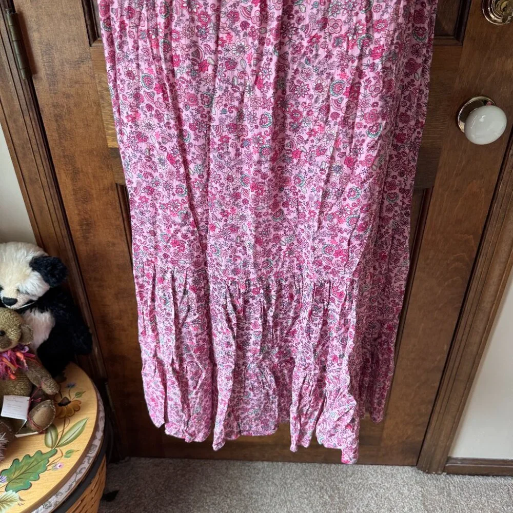 NWT J. Jill Pink w/Scattered Multicolor Flowers Sleeveless V-Neck Maxi Dress XL - Picture 11 of 12